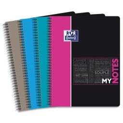 Cahier MyNotes spirale 160 pages 90g couverture polypropylène Seyès format A4+. Coloris assortis