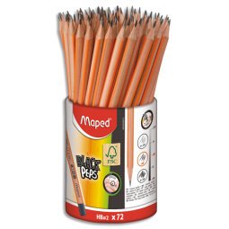 Pot de 72 crayons graphite BLACK'PEPS, triangulaires, embout gomme, HB