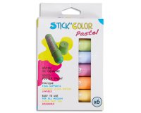 Baton gouache stick'color solide tous supports coloris  pastel assortis boite 6       unites