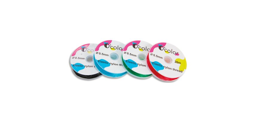 Fil elastique ocolor 0.5mmx20m coloris assortis    lot de 4 bobines