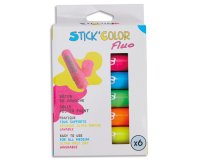 Baton gouache stick'color solide tous supports coloris  fluo assortis boite 6 unites
