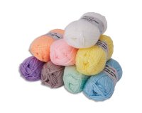 Fil acrylique ocolor environ 90m coloris pastels assortis  lot de 8 pelotes