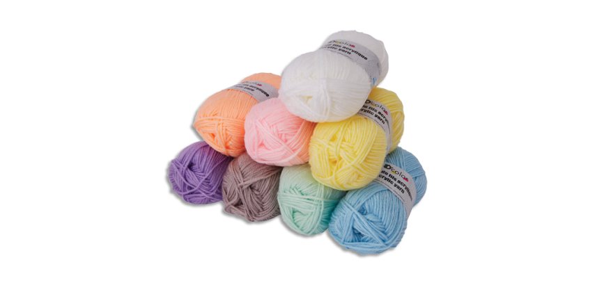 Fil acrylique o'color environ 90m coloris pastels assortis  lot de 8 pelotes