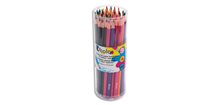 Crayon couleur resine o color corps triangulaire coloris    assortis pot 48 unites