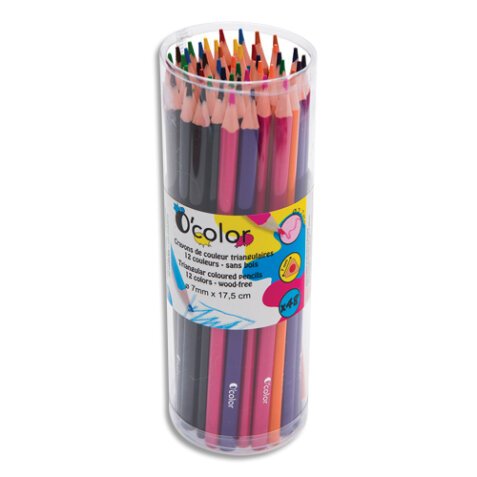 Pot de 48 crayons de couleur en résine triangulaire.Diamètre crayon 7mm, mine 2,7mm. Assortis