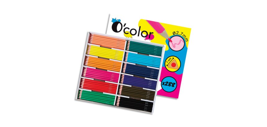 Crayon couleur resine o color corps triangulaire coloris    assortis pack 288 unites
