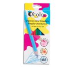 Crayon couleur resine o color corps triangulaire coloris    assortis etui 12 unites