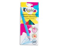 Crayon couleur resine o color corps triangulaire coloris    assortis etui 12 unites