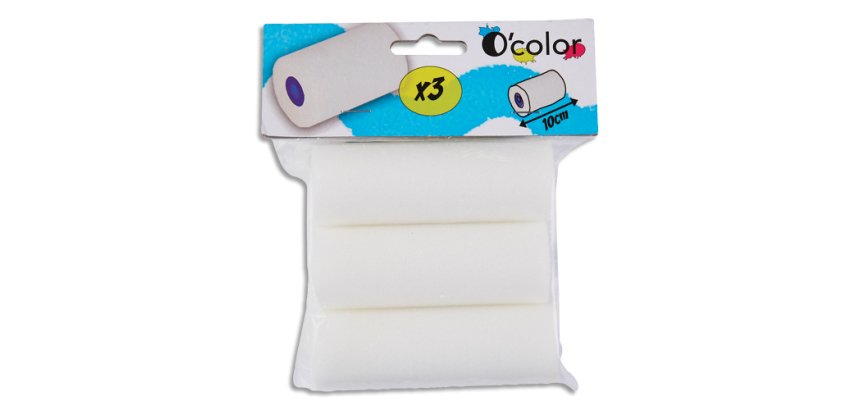 Recharge o'color rouleau mousse haute densite 10cm lot 3 unites