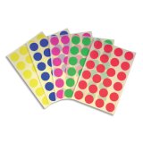 Sachet de 30 planches de gommettes rondes 40mm. 5 Couleurs 6 planches par couleur.