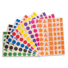 Sachet de 48 planches de gommettes multiformes 8 couleurs. 6 formes/planche 6 planches/couleur