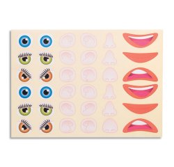 Gommette visage cleopatre yeux 25mm bouche 50mm nez 720 gommettes pochette de 20      planches