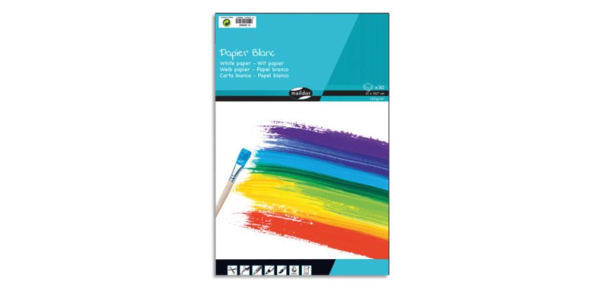 PAPIER BLANC, Bloc de 30 feuilles 160g/m2 au format 21x29,7cm - Blanc