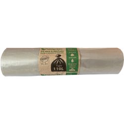 Boîte de 200 sacs poubelles 2 noeuds 110L standard transparents 70x103cm 30 microns matière végétale
