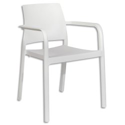 Fauteuil extérieur en polypropylène Blanc L56 x H80 x P58. Embout antidérapant