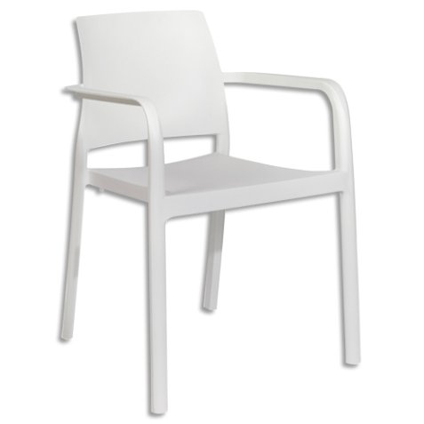 Fauteuil extérieur en polypropylène Blanc L56 x H80 x P58. Embout antidérapant