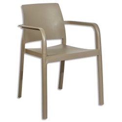 Fauteuil extérieur en polypropylène Taupe L56 x H80 x P58. Embout antidérapant