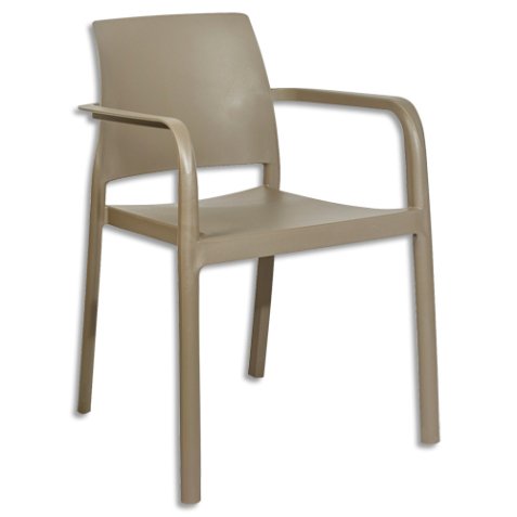 Fauteuil extérieur en polypropylène Taupe L56 x H80 x P58. Embout antidérapant
