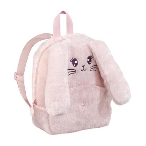 Sac à dos CUDDLE LAPIN, 1 cmpt fermeture zippée. Matière peluche. 22x29x10cm. 1 visuel lapin rose