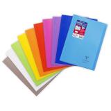 Cahier piqué Koverbook A4 96 pages petits carreaux + marge couverture polypropylène transparent - Assortis