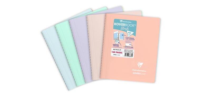 Carnet reliure intégrale enveloppante Koverbook Blush A5 160 pages ligné couverture polypropylène opaque bicolore - Assortis