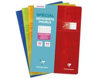 Cahier piqué spécial déficients visuels A4 96 pages grands carreaux 2 ,5mm agrandis 10x10 - Assortis