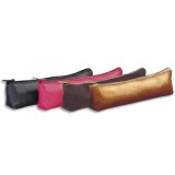 Petite trousse forme trapèze en cuir teinté finition pigmentée 19,5x4x1 cm Noir,Rose,Marron,Bronze