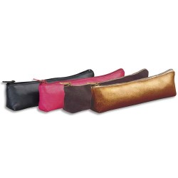 Petite trousse forme trapèze en cuir teinté finition pigmentée 19,5x4x1 cm Noir,Rose,Marron,Bronze