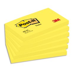 Bloc-note adhésif, 127 x 76 mm, jaune