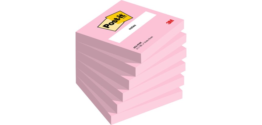Bloc notes repositionnables rose pale FLAMANT. Dimensions 76x76mm. 100 feuilles. BP1271