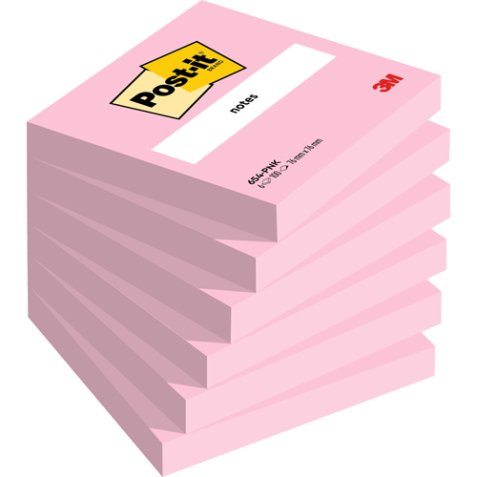 Bloc repositionnable de 100 feuilles. Format 7,6 x 7,6 cm. Couleur Rose Flamingo