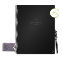 Cahier connecte bic rocketbook fusion executive   reutilisable a5 42p avec      stylo et serviette microfibre