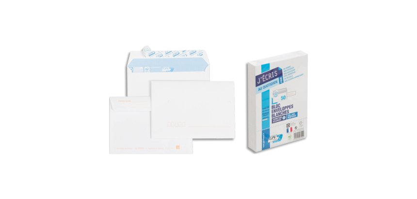 Bloc enveloppe précasée gpv détachable adhésive vélin blanc 90g c6 114x162mm fond gris bloc 50 unités