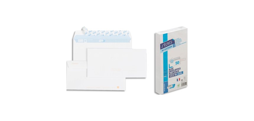 Bloc enveloppe précasée gpv détachable adhésive vélin blanc 90g dl 110x220mm fond gris bloc 50 unités