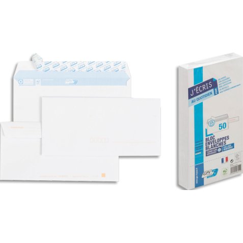 Bloc enveloppe précasée gpv détachable adhésive vélin blanc 90g dl 110x220mm fond gris bloc 50 unités