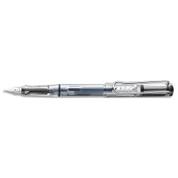 Stylo plume SAFARI avec grip ergonomique et clip métal. Corps transparent. Ambidextre