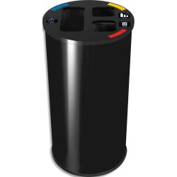 Collecteur 60L tri sélectif - 3 compartiments - noir