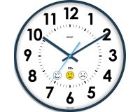 Horloge co2 cep diametre 35cm affiche heure format          analogique et niveau qualite  air coloris blanc et bleu
