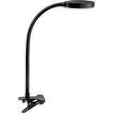 Lampe bureau FLEX à pince. Bras flexible en métal gainé, tête orientable. Variateur d'intensité. Noir