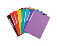 Chemise à élastique 3 rabats carte recyclée Exacompta 24 x 32 cm, Pack de 7 + 3, couleurs assorties