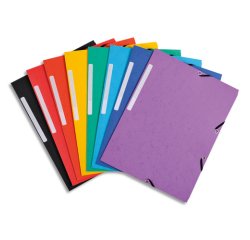 Chemise à élastique 3 rabats carte recyclée Exacompta 24 x 32 cm, Pack de 7 + 3, couleurs assorties