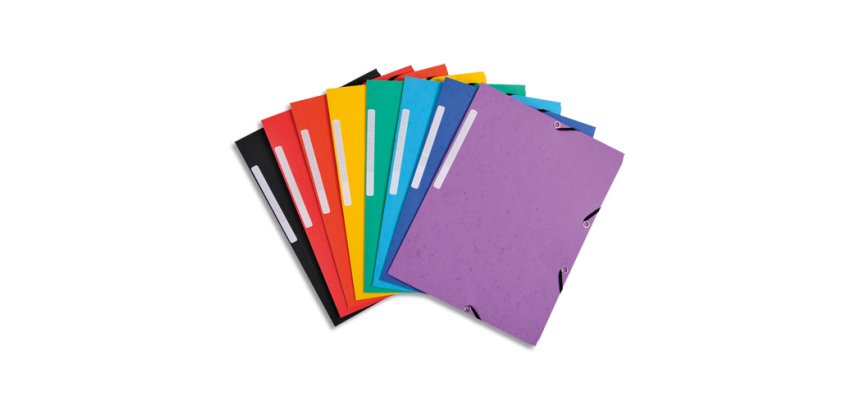 Chemise à élastique 3 rabats carte recyclée Exacompta 24 x 32 cm, Pack de 7 + 3, couleurs assorties