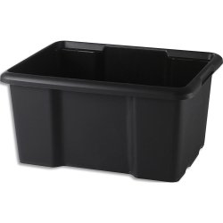 Bac de rangement noir superposable empilable France matière recyclée 15L 38xh19,5x29cm
