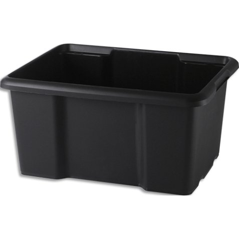Bac de rangement noir superposable empilable France matière recyclée 15L 38xh19,5x29cm