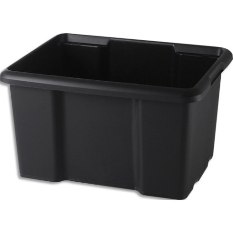 Bac de rangement noir superposable empilable France matière recyclée 45L 39,5 x 43,5 x 55,5 cm