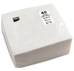 Serviette de table jetable, 380 x 380 mm, blanc
