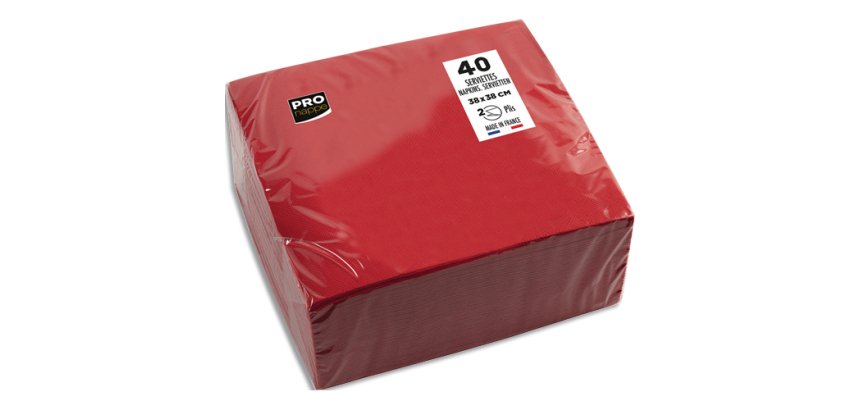 Serviette de table jetable, 380 x 380 mm, rouge