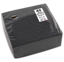 Paquet de 40 serviettes micro-gaufrées ouate 2 plis - 38x38 cm - Noir