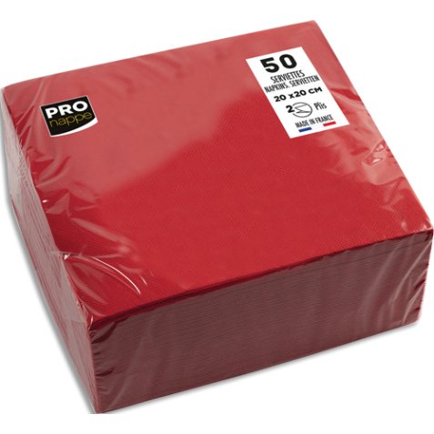 Paquet de 50 serviettes cocktail micro-gaufrées ouate 2 plis - 20x20 cm