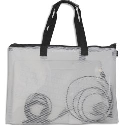Sac zippé EVA Mesh A4++ anse noire, Sangle de transport avec prise en main 40,5 x 28 cm